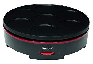 Brandt CR1000NR - Crêpière circulaire - 7 Mini Crêpes- 1500W - Noir et rouge