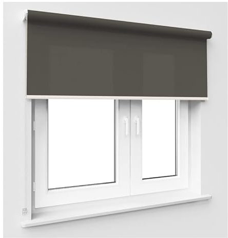 Tropik Home Dark Grey Window Roller Blind Choice of 19 Width Sizes, 200cm Drop, 50cm wide (+4.5cm fittings)