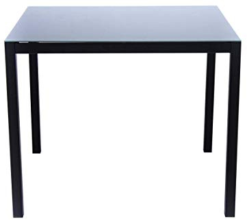Avanti Trendstore - Sedico - Tisch aus schwarzem Metall mit Grauer Glasplatte. Ideal für Garten und Balkon. Maße BHT 90x72x90 cm