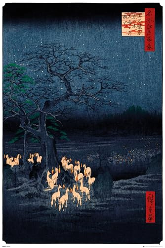 GB eye Hiroshige New Years Eve Foxfire 61 x 91,5 cm / 24,2 x 35,8 Zoll Maxi-Poster – Gerollt geliefert – Kunstposter – Wandposter – Poster & Drucke | Hiroshige Merchandising