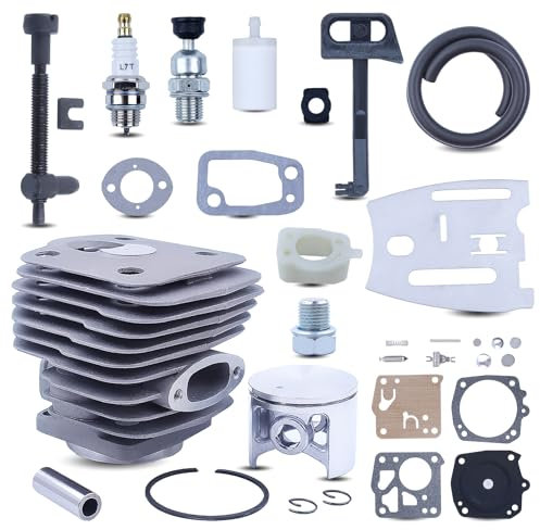 Adefol 54 mm Cilindro Pistón Kit para Husqvarna 288XP 181 281 288 Motosierra con Colector de admisión Válvula de descompresión Barra de estrangulamiento Placa de Barra de Cadena para 503506301