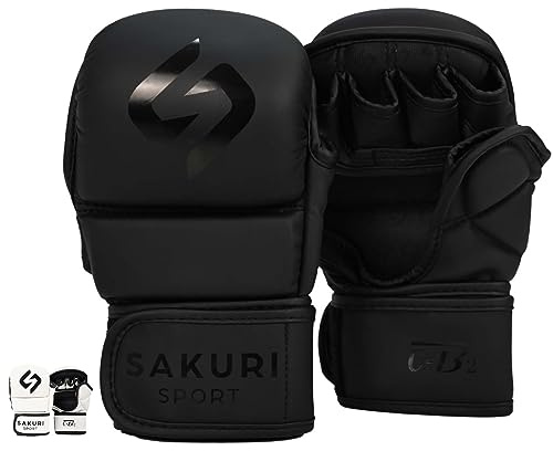 SAKURI MMA Sparring Gloves, Maya Hide Leather, Grappling Martial Arts Training Mitts, Cage Fighting Combat, Muay Thai, Kickboxing, Boxing
