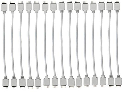 15 x weiße, 0,3 m lange RGB-Verlängerungskabel, LED-Streifen, 4-poliger LED-Anschluss, RGB-Verlängerung, LED-Streifen, Jumper, für SMD 5050 3528 2835 RGB-LED-Lichtleiste
