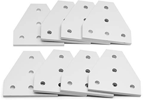 Befenybay 8PCSSet Placa de soporte de esquina Superficie de oxidación anódica Plata Modelo T Placa de unión exterior de 5 agujeros para marco de impresora 3D de perfil de aluminio de la serie 2020