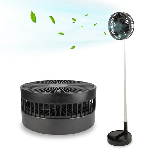 FISHTEC Ventilador de escritorio inalámbrico – Telescópico de 35 a 100 cm – Cabezal reclinable 180° – 4 velocidades – Recargable USB – Silencioso 30dB – Compacto y portátil – Sobre pie o de pie –