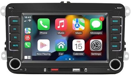 Automodz for Volkswagen VW Wireless Apple CarPlay Android Auto MirrorLink Double Din Car Stereo, 7 Inch Display with Bluetooth, Golf MK5 6 Passat Caddy Polo Tiguan Scirocco Octavia Fabia Seat Leon