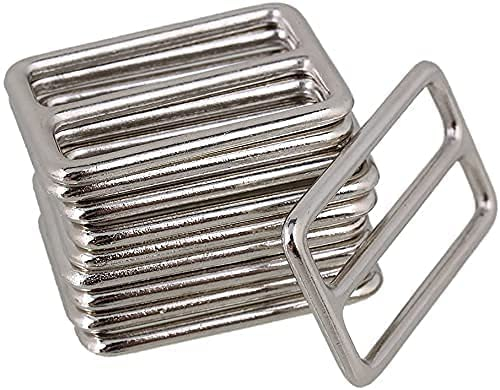 Namvo 10Pcs Metall Tri-Glide Slides Schnallen Kit 25mm, Tri-Glide Slides Vierkantring Slide Adjusters Schnallen Gurtb?nder Schnalle für Gürteltaschen DIY Zubeh?r