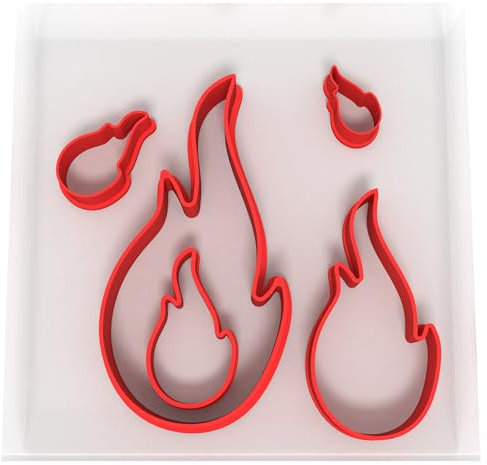Custom Cutters Ausstechformen in Flammenform, Kunststoff, zum Backen, Fondant, Ton, Gebäck, Zuckerguss, Schmuck (1,5/2/3/5/8 cm)