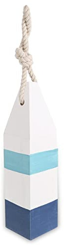 CoTa Global Blue Mist Boje nautische Dekoration – handgefertigte Holzboje mit Seilaufhänger, Ozean-Holzskulptur, hängende Wand-Stranddekorationen für Zuhause und Badezimmer, 26,7 cm