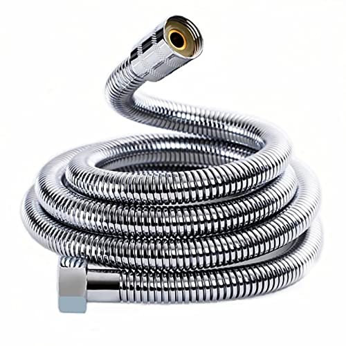 Rururug Tuyau Douche 10M Extra-Long Chrome Chiffrement Flexible de Douche Tuyau de Douche Flexible en Acier Inoxydable, Anti Torsion et Anti-Explosion