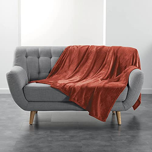 Douceur d'Intérieur FLANOU Plaid, Terracotta, 180 x 220 cm