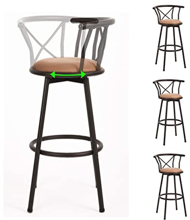 MEUBLE COSY Barhocker 4er Set Barstühle Drehbarer 75,5 cm hoch Drehstühle mit Fußstütze Lehne und Wildledersitz, für Esszimmer, Küche, Theke, Bar, Industriestil, Braun