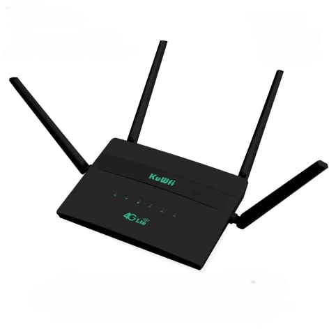 KuWFi Router WiFi Con Sim Card, Router 4G Con Sim Esterno, Modem 4G SIM, Wan/Lan Port, Wireless Fino a 750Mbps, 4 Antenne Esterne Ad Alto Guadagno, Supporto B1/B3/B7/B8/B20