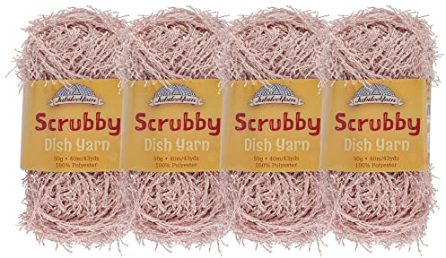 JubileeYarn Scrubby Dish Yarn - Dishcloth Polyester - 50g/Skein - Pink - 4 Skeins