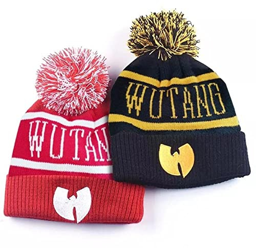 CHENGGI Beanie Herren WuTang Winter Warme Baumwolle Strickmütze Warm halten Für Männer und Frauen Hip-Hop-Kappe Mode Glänzende Seidenwolle Warme Mützenmütze Schwarz