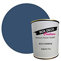 BOX DECO COULEURS Peinture murale acrylique aspect velours Aqua Déco - 750ml, Bleu Charbon