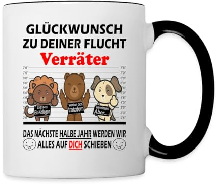 Spreadshirt Verräter Lustiger Spruch Tasse Zweifarbig, One size, Weiß/Schwarz