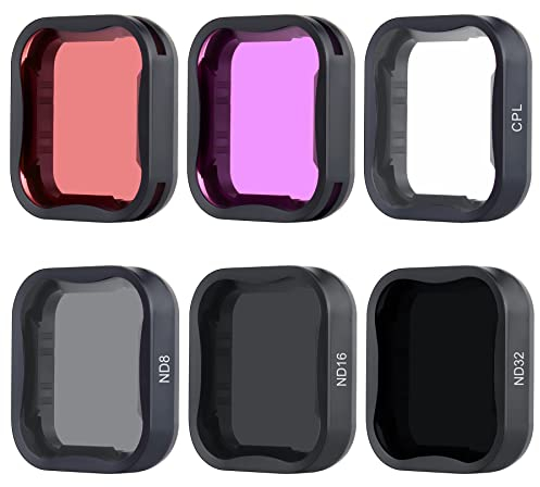 YALLSAME ND/Tauchfilter für GoPro Hero 7 6 5 mit ND8/16/32 CPL Farbe Magenta Rot Set Ideal für Standard-Tagesfotografie und Schnorcheln Objektivfilter-Set Zubehör für GoPro 5 6 7