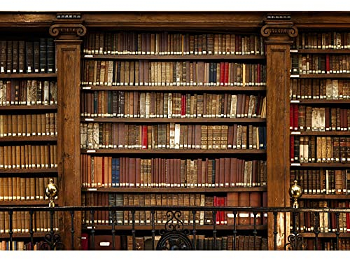 Aoihrraan 3,5x2,5m Vintage Bücherregal Hintergrund Schulbibliothek Retro Bücherregal Antike Bücher Fotografie Hintergrund Online Videokonferenz Dekor Studenten Abschlussfeier Banner Foto Requisiten