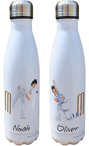 Cricket Insulated Bottle Personalised Sports - Gift for Cricket Lover - Personalised Cricket Thermal Flask - Stainless Steel Water Bottle (Bowler)