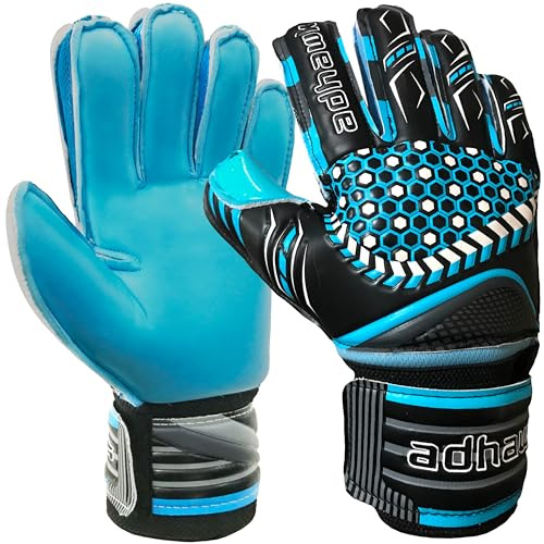 Adhawk Goalkeeper Gloves - Premium Quality Latex Palm with Finger Spine Protection & Double Layer Wristband - Premium Designed Goalie Gloves for Kids, Youth and Adult
