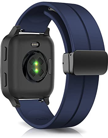 LanQii 20mm Cinturino per Garmin Approach S50/S44/Vivoactive 6/Vivoactive 5/3, Silicone Magnetici Cinturini di Ricambio per Garmin Forerunner 570 42mm/165/165 Music/Venu Sq Music/Venu 2 Plus - Blu