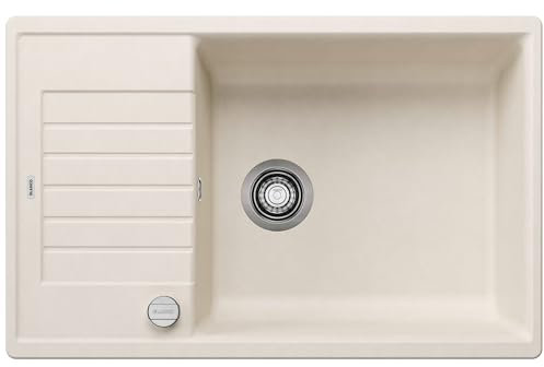 BLANCO ZIA XL 6 S Compact, color blanco de silanit, color blanco suave, tipo de montaje: instalación desde arriba, reversible, con mando a distancia de desagüe, armario bajo de 60 unidades, lavabo