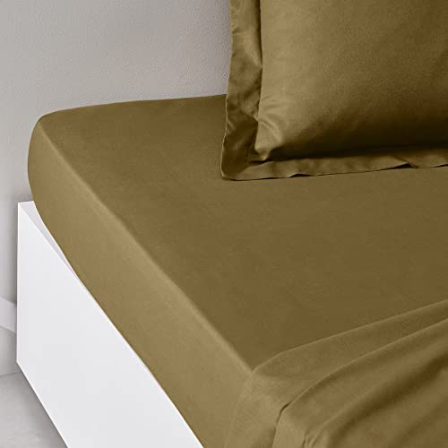 TODAY Essential Spannbettlaken, 160 x 200 cm, für Doppelbett, 100% Baumwolle, einfarbig, bronzefarben