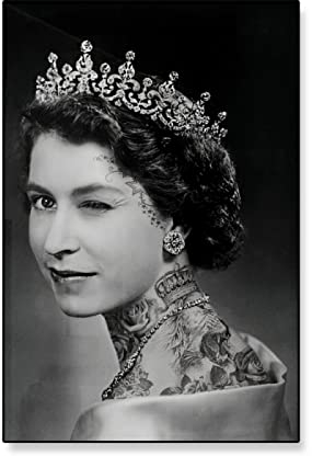 QUBTAN Queen Elizabeth II Portrait Poster und Drucke Moderne Wandkunst Schwarz Weiß Leinwand Malerei Nordische ästhetische Bilder für Wohnkultur40X60cmx1Kein Rahmen