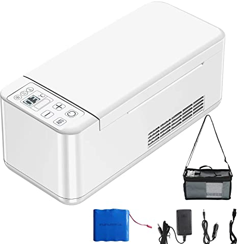 Tragbare Insulin-Kühlbox, konstante Temperatur 2-8℃ Mini-Medikamentenkühlschrank, lange Arbeitszeit für 8 Stunden, Medikamentenkühlschrank mit wiederaufladbarem 10200-mAh-Akku für Auto, Reisen,Zuhause
