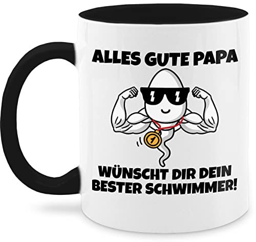 Tasse Tassen 325ml - Geschenk zum Vatertag - Von deinem besten Schwimmer I Dein bester Schwimmer - 325 ml - Schwarz - vatertagstasse vatertagtasse vatertagsgeschenk alles gute papa kaffeetasse
