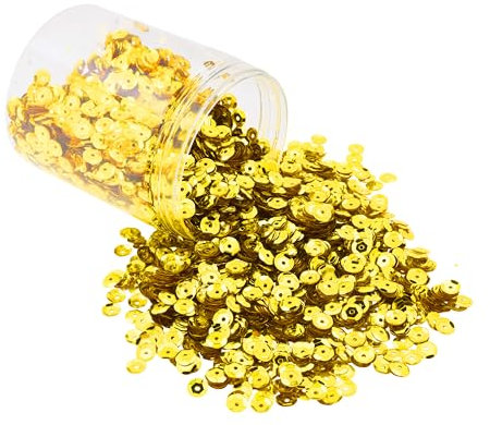 Mandala Crafts 20.000 gelbe Pailletten zum Basteln, 6 mm, runde Pailletten, lose Pailletten in Großpackung zum Nähen, Sticken, glänzende Bastelspangles mit Löchern für Party und Heimdekoration