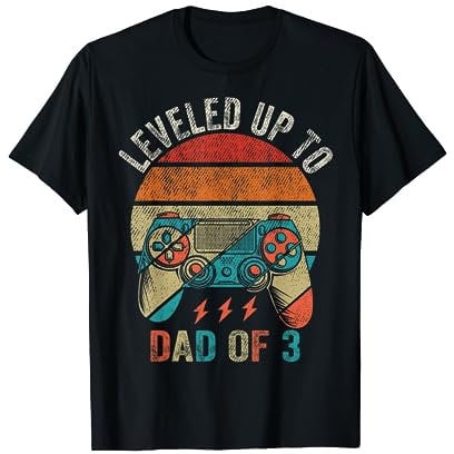 Funny Gaming Promoted to daddy of 3 Leveled Up To dad of 3 T-Shirt