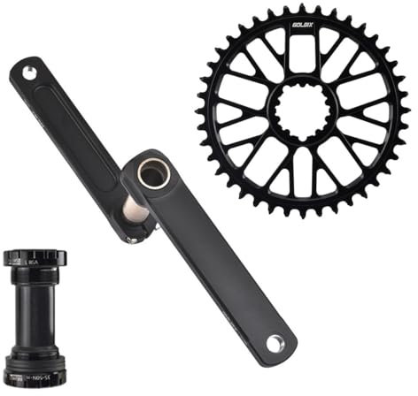 NaLsa Fahrrad Kurbelgarnitur 170mm Kurbel Single Speed Kettenblatt 40T/42T/44T/46T/48T MTB Kurbelgarnitur Fahrrad Kurbel Arm Set Mit Tretlager (Color : 46t+BSA, Size : 165mm)