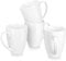 MALACASA Juego de 4 tazas de café de porcelana de 16 onzas, tazas grandes de cerámica modernas con asa para té, jugo, latte, capuchino, cacao, apto para lavavajillas y microondas, serie blanca REG