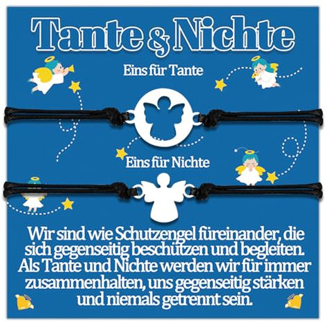 Tante Nichte Armband Geschenke für Tante und Nichte Armbänder Schutzengel Geschenk Von Tante Geburtstagsgeschenk zum Geburtstag Geschenkideen Schmuck Frauen Schmuckset für 2 Damen Weihnachten