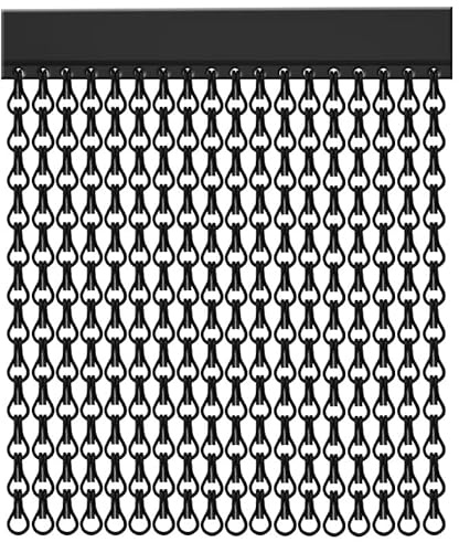 P T PERTONI TENDE Krismar Kettenvorhang aus Aluminium, Insektenschutz, Höhe 210 cm x Breite 120 cm, Schwarz