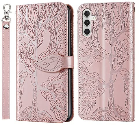 Vkooer Funda para Samsung Galaxy A25 5G Carcasa con Tapa Cuero PU Cierre Magnético Estuche Flip Case Magnético Cover Funda Libro Case para Samsung A25 Smartphone - Oro Rosa