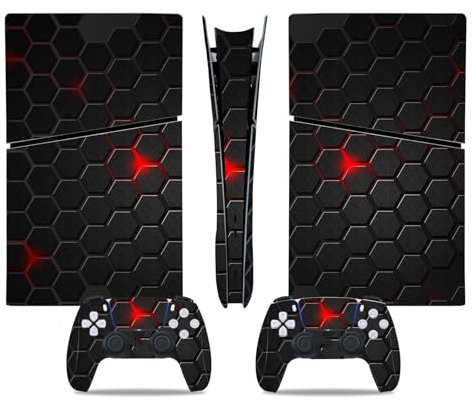 Peau Distance Console Pour PS5 Slim Skin Disc Edition & Pour PS5 Slim Skin Digital Edition Console Et Contrôleur Vinyl Cover Skins Wraps Scratch Resistant Compatible 43729 Cadeau D'enveloppements Skin