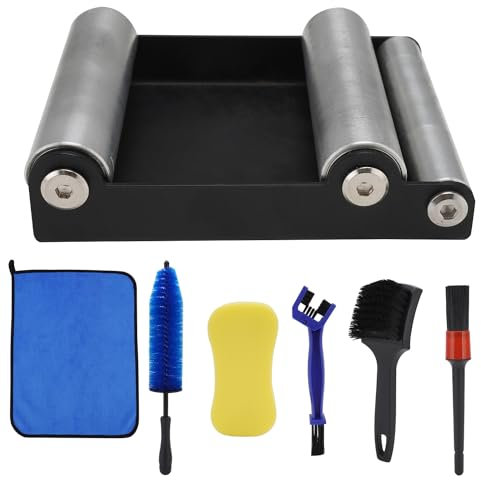Runfarr Soporte Rueda Moto,Caballete Trasero Delantero Moto + Kit Cepillo Limpieza para Motocicleta de 6 Piezas la mayoría de Bicicletas de Calle