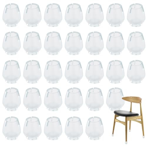 32 Pcs Chair Leg Floor Protectors Transparent Furniture Leg Caps Chair Leg Covers Hardwood Floor Protectors Non-Slip Chair Leg Caps Stool Leg Protection Caps (12-16mm)