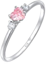 Elli Ring Damen Verlobungsring Herz mit Zirkonia Kristall in 925 Sterling Silber