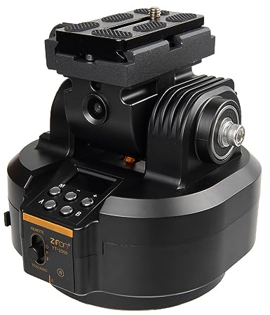 Jemora YT2000 Testa motorizzata Pan Tilt Testa a sfera PTZ elettrica Supporto per tracciamento oggetti Testa panoramica per treppiede 4,4ibs Capacità di carico Girevole a 360° con telecomando Clip per