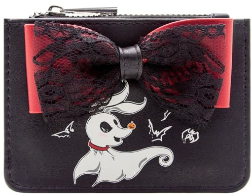 Nightmare Before Christmas Zero Chien Nœud en Dentelle Porte-Monnaie/Portefeuille à Fermeture Éclair Poche à Monnaie & Porte-Cartes, Noir