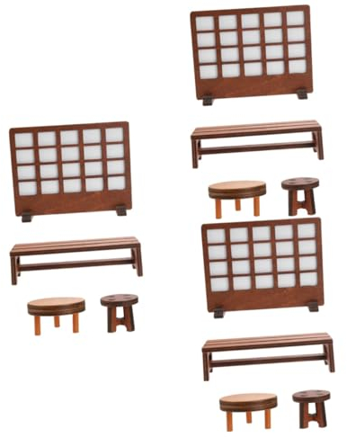 HEMOTON 12 STK hölzerne Heimdekoration schreibtischdeko Schreibtisch deko Miniatur-Tischmodell Möbel Spielzeuge Ornament Holzbank Spielzeug Mikro-Landschaftsdekoration Japanischer Stil
