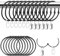 HavaCue 20 PCS Curtain Rings with Clips - 50 mm Stainless Steel Curtain Clips with Hooks for Home Window Rod (Black)