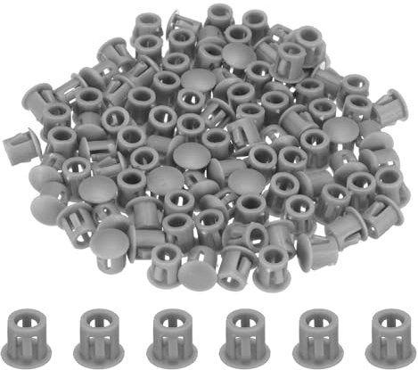 Sourcing Map 100pcs Nylon Plastic Hole Plugs, 1/5 (6mm) Round Drill Screw Hole Plugs Covers, Deep Grey