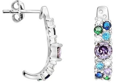 SOFIA MILANI - Boucles d'Oreilles pour Femme en Argent 925 - avec Pierre de Zircon - Clou d'Oreille en Forme de Zircone colorée - E2910