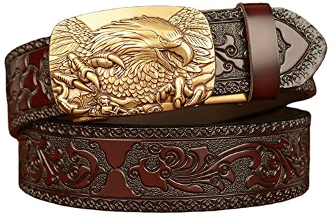 PYWJGZSX Gürtel, Adler Automatische Schnalle Herren Gürtel, Automatische Schnalle Leder Ratsche Gürtel - Herrenmode Geschenkset/a/120Cm/47Inch