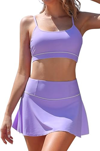 SHEKINI Costume da bagno da donna con scollo a U, a vita alta